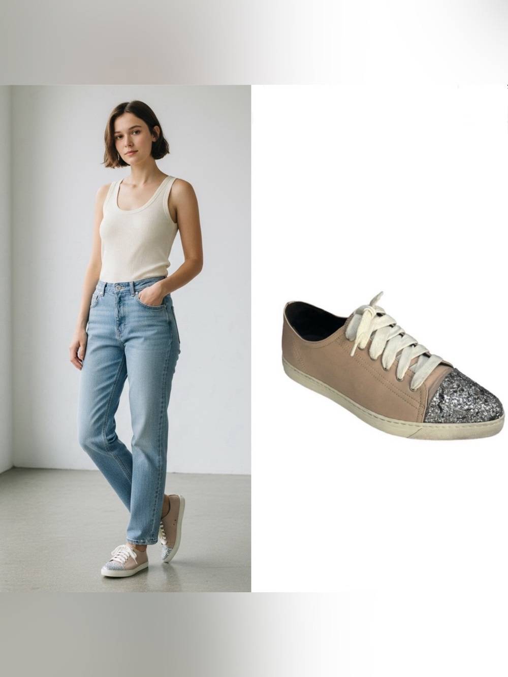 Boemos blush leather sparkle accent contemporary sneaker lace up shoe size 39